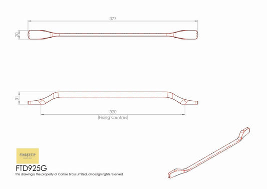 Leuci Cabinet Handle - Satin Nickel - 320mm Centres