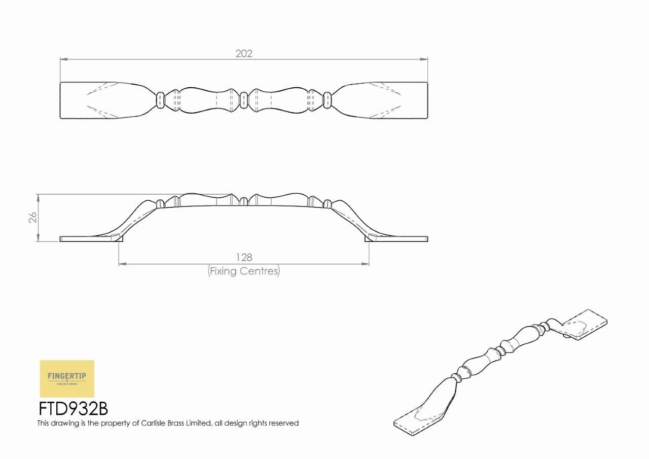 Ambiani Handle - Polished Chrome - 128mm Centres