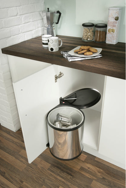 Hailo Mono 12L Swing-out Kitchen Bin - Stainless Steel and Black