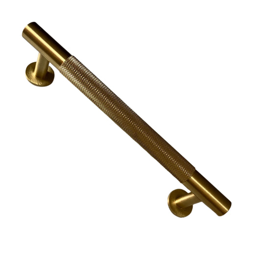 Satin Brass Knurled T Bar Cabinet Handle