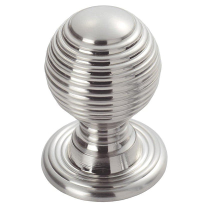 Queen Anne Polished Chrome reeded knob - 35mm