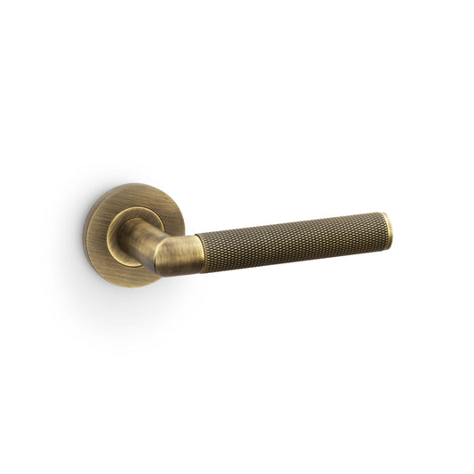 Harrier Knurled Door Handles On Round Rose