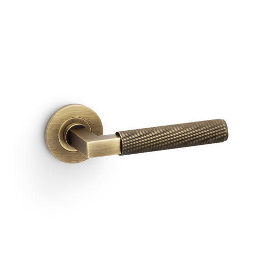 Hurricane Knurled Door Handles On Round Rose