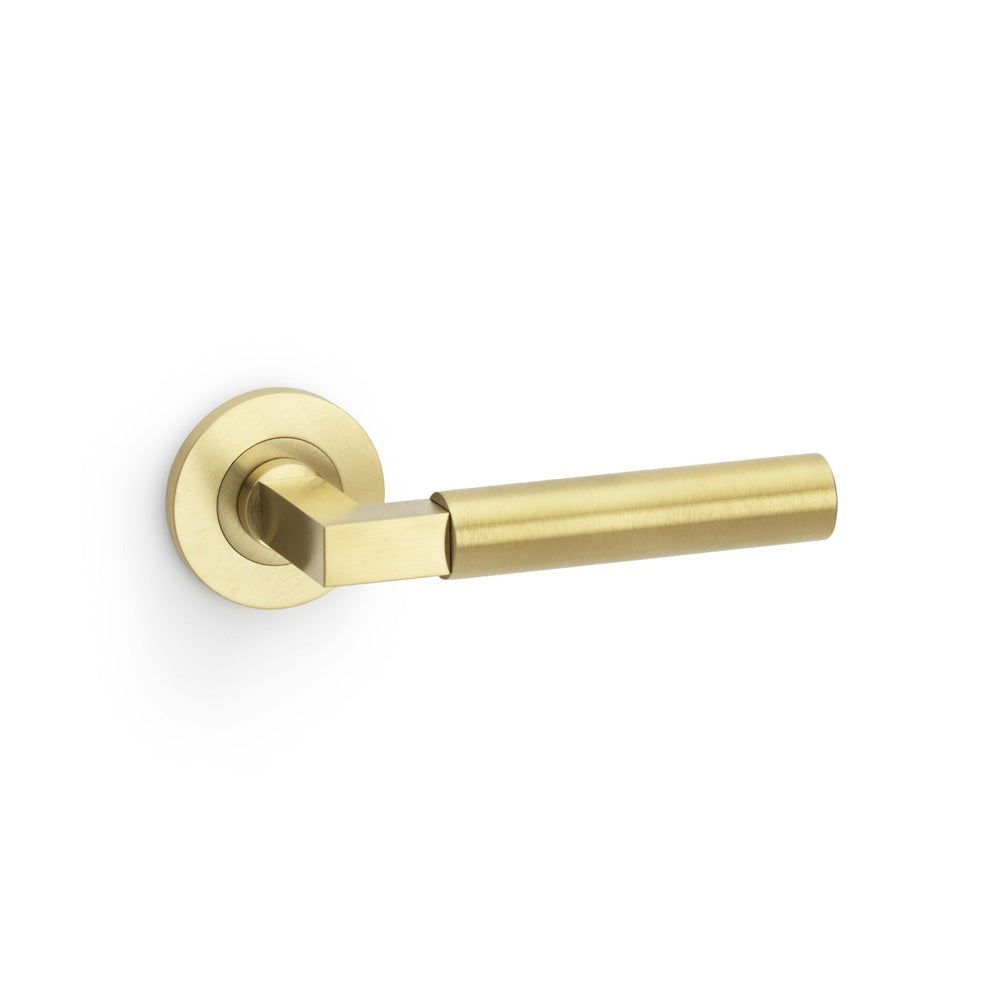 Hurricane Plain Lever on Round Rose - Satin Brass PVD