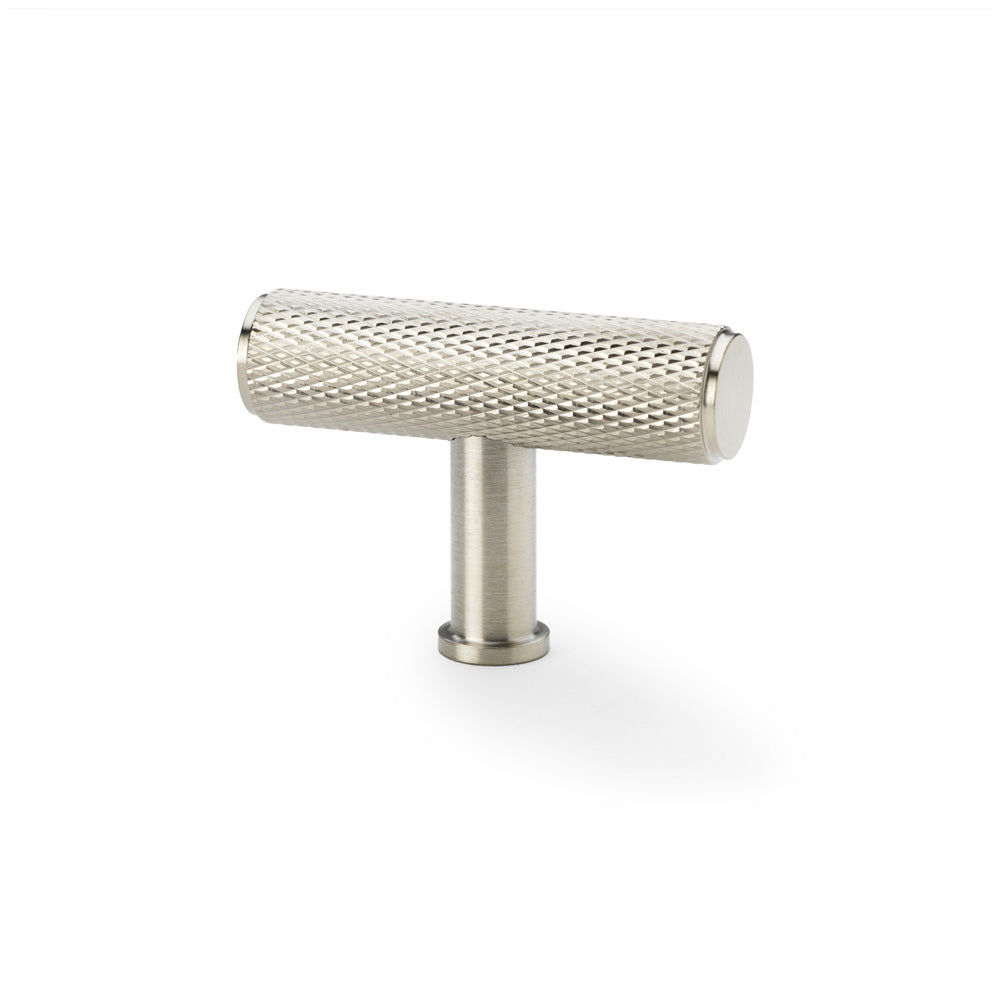 Crispin Knurled T-bar Cupboard Knob - Satin Nickel