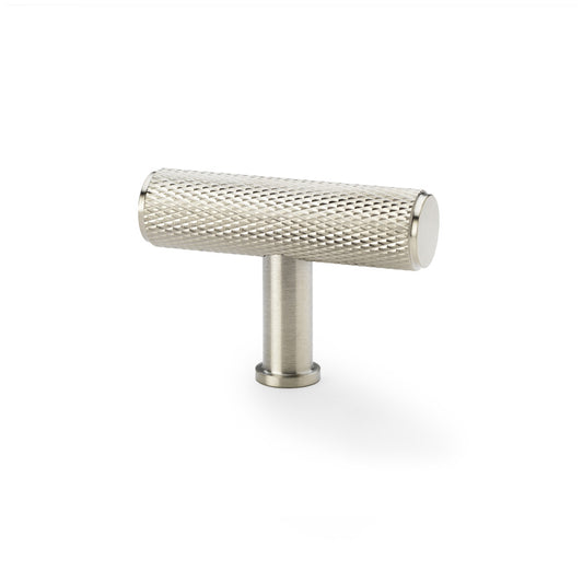 Crispin Knurled T-bar Cupboard Knob - Satin Nickel