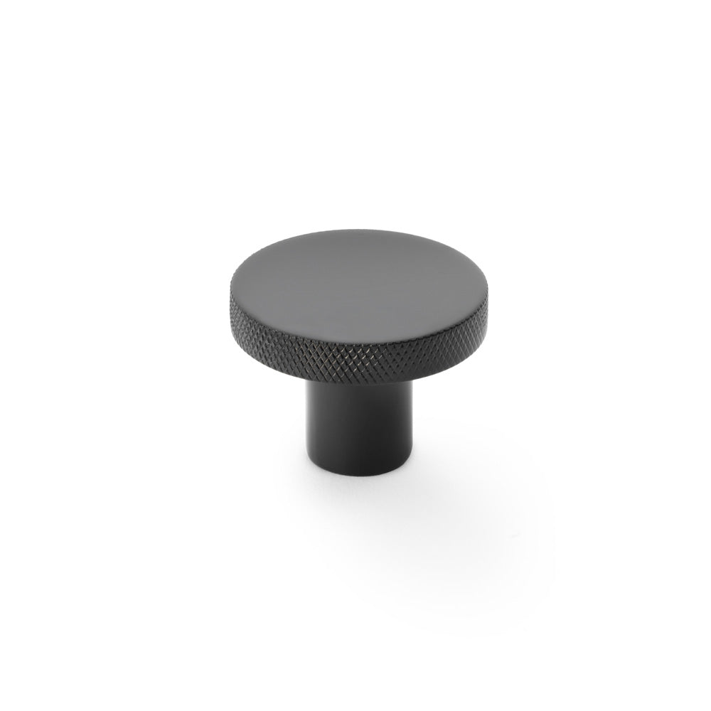 Hanover Matt Black knurled cabinet knob - 38mm