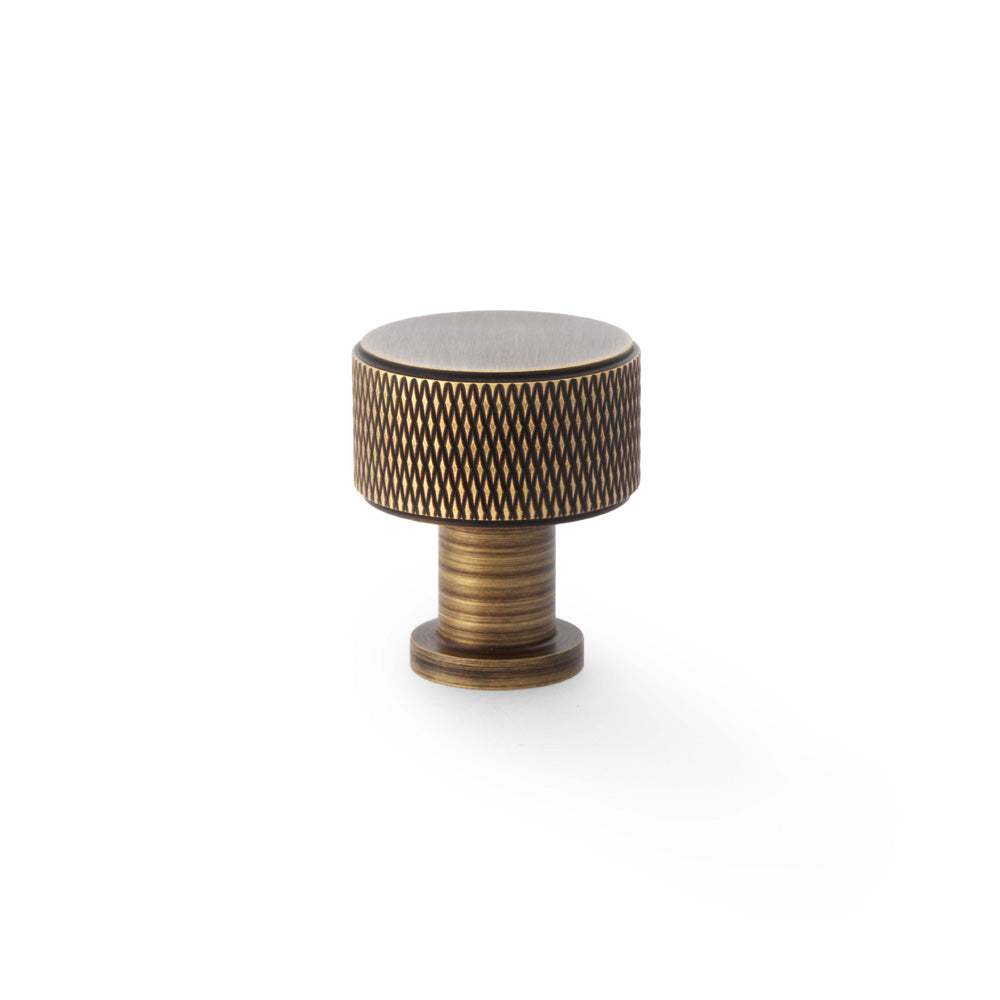 Lucia Knurled Cupboard Knob - Antique Brass - 29mm