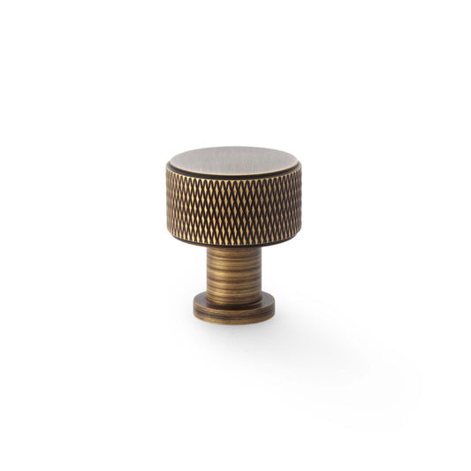 Lucia Knurled Cupboard Knob - Antique Brass - 29mm