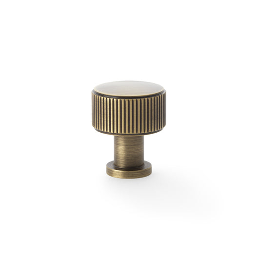 Lucia Reeded Cupboard Knob - Antique Brass - 29mm
