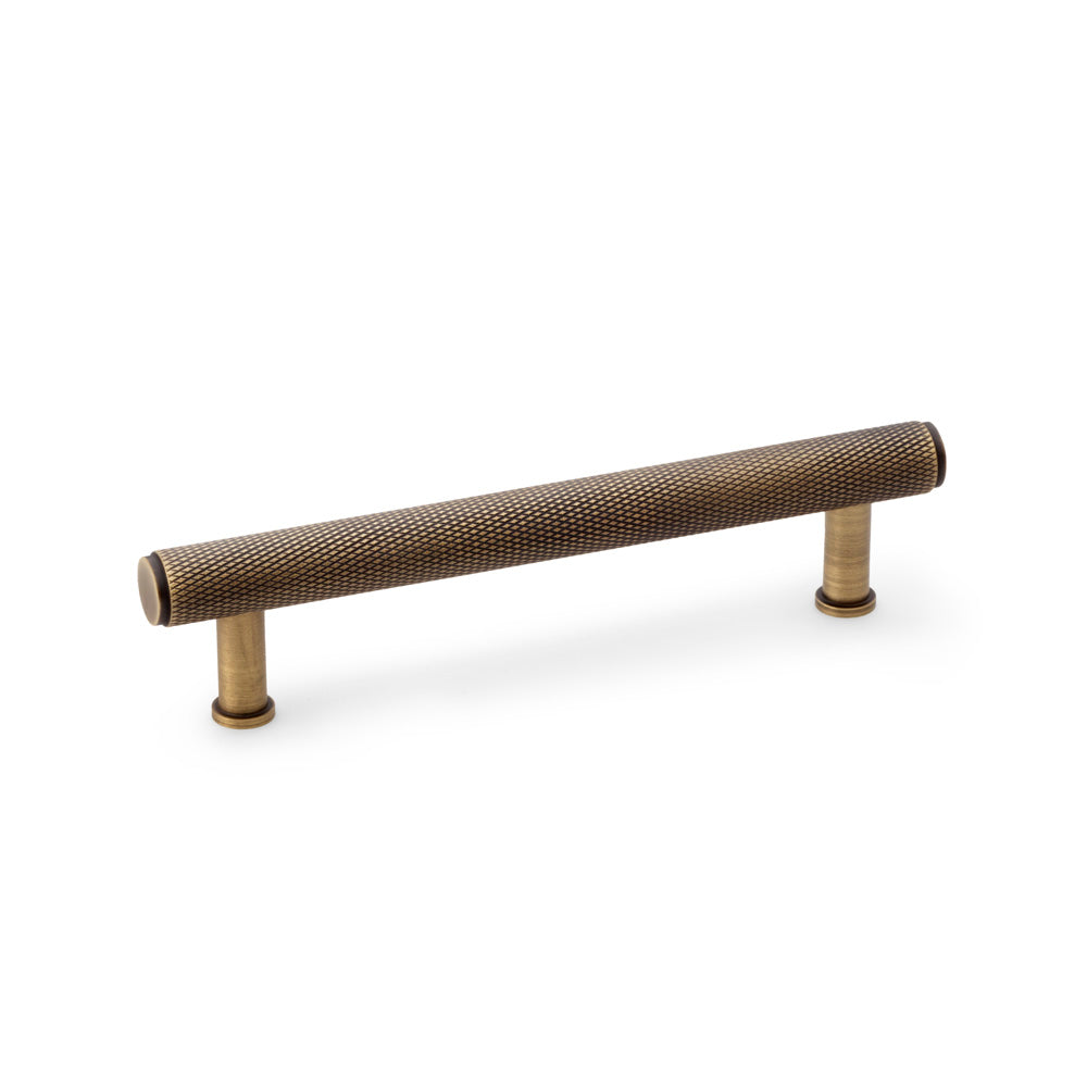Crispin Antique Brass Knurled T-bar Cupboard Pull Handle - 128mm Centres