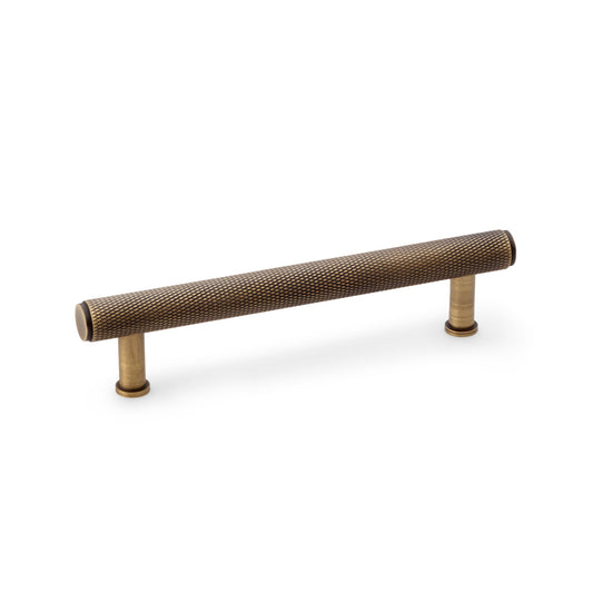 Crispin Antique Brass Knurled T-bar Cupboard Pull Handle - 128mm Centres