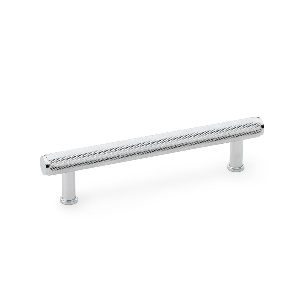 Crispin Polished Chrome Knurled T-bar Cupboard Pull Handle - 128mm Centres