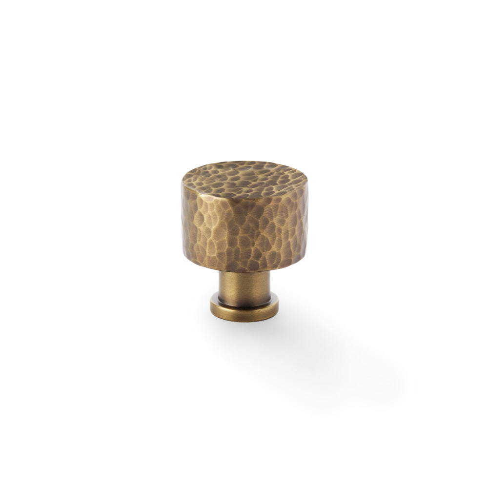 Leila Hammered Cupboard Knob - Antique Brass - 30mm