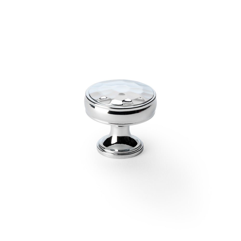 Lynd Polished Chrome Hammered Cupboard Knob - 32mm
