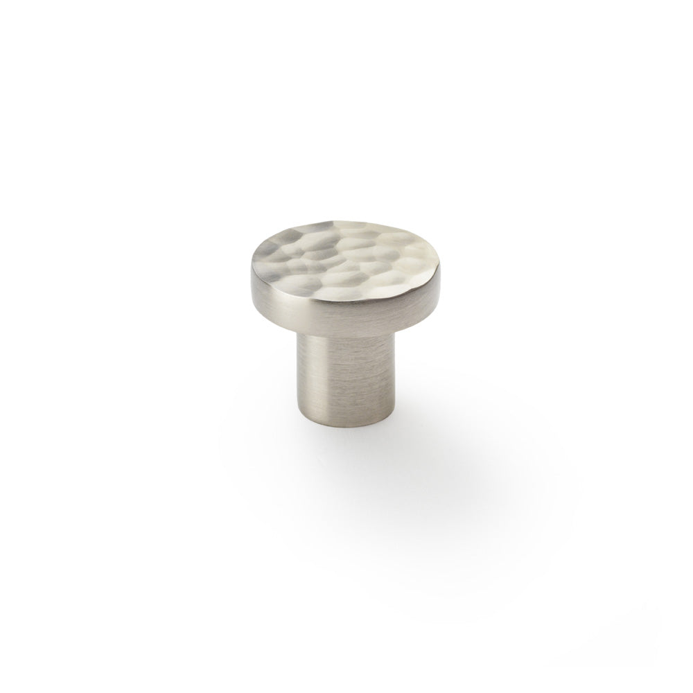 Hanover Hammered Cupboard Knob - Satin Nickel - 30mm