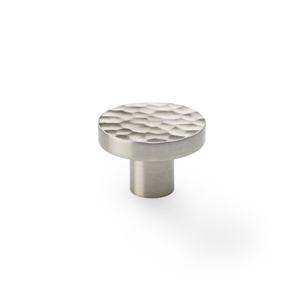 Hanover Hammered Cupboard Knob - Satin Nickel - 38mm