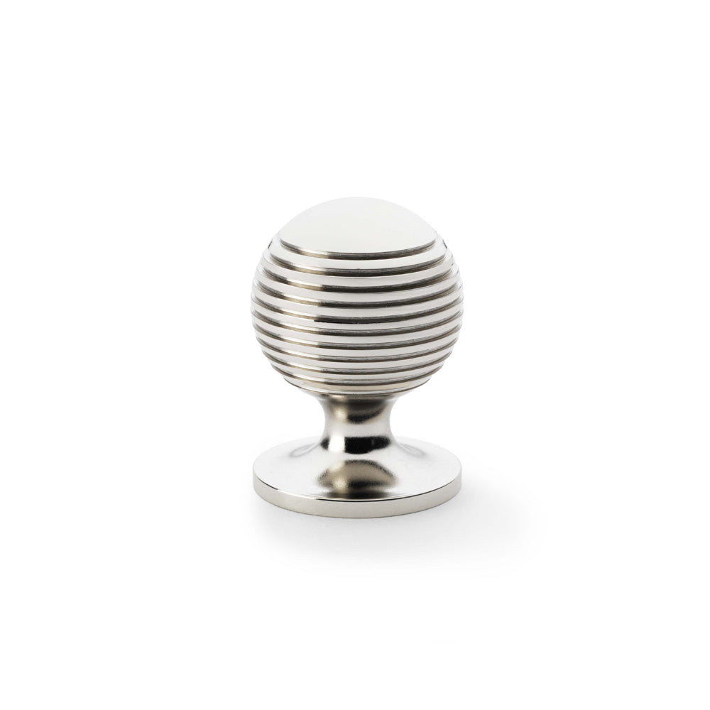 Caesar Cupboard Knob on Round Rose - Polished Nickel - 32mm