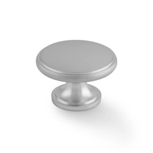 Cambridge Satin Chrome Round Cupboard Knob - 38mm