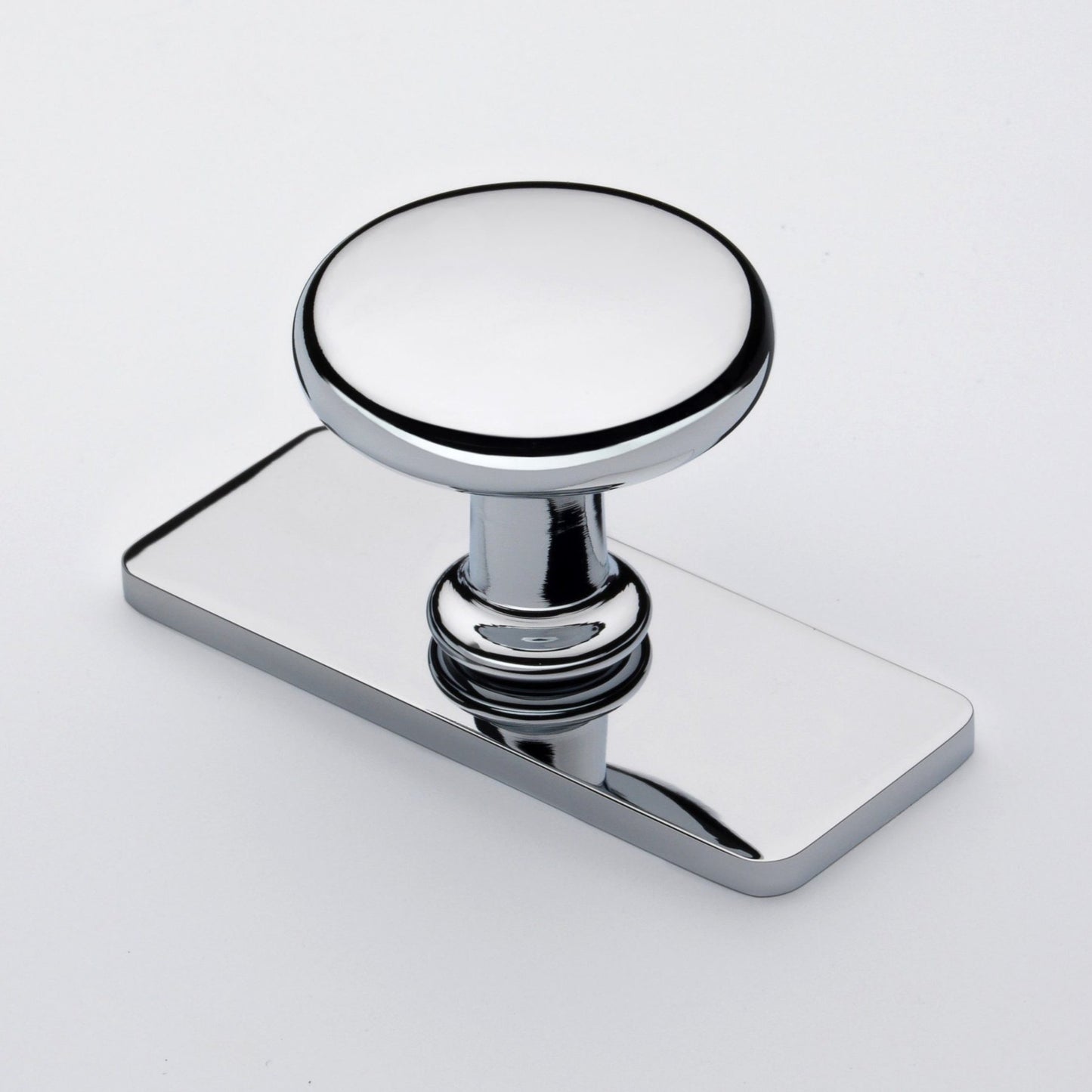 Banbury polished chrome cabinet knob on backplate - Crofts & Assinder