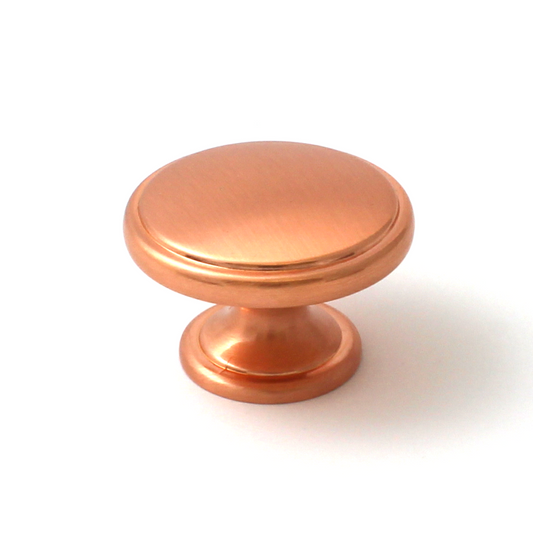 Oxford Brushed Copper Cabinet Door Knob - 38mm