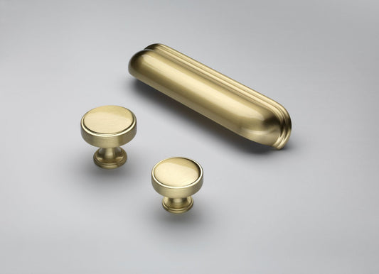 Calgary Brushed Satin Brass Cabinet Knob - 40mm