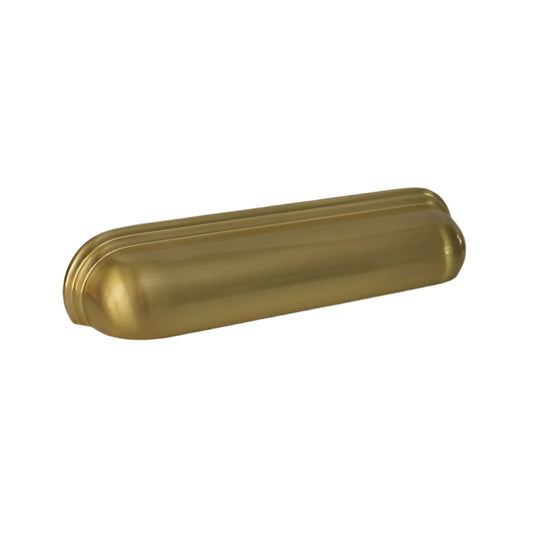 Calgary Brushed Satin Brass Cabinet Cup Handle - 128mm Centres