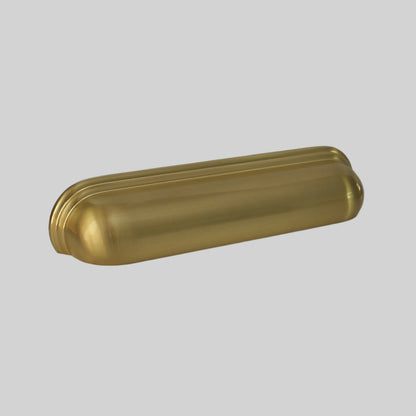 Calgary Brushed Satin Brass Cabinet Cup Handle - 128mm Centres