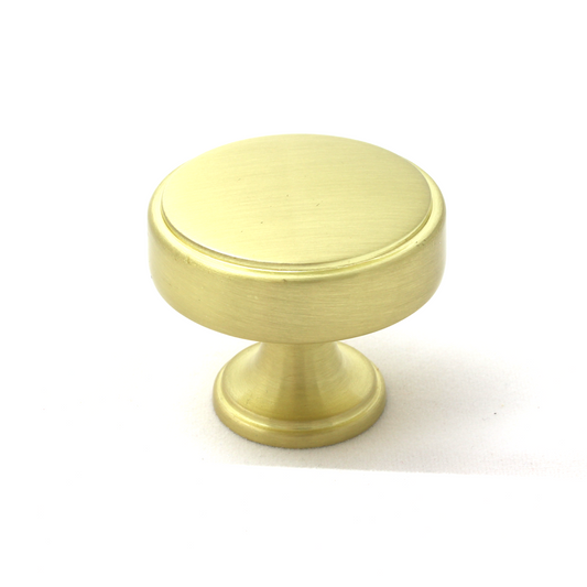 Calgary Brushed Satin Brass Cabinet Knob - 35mm