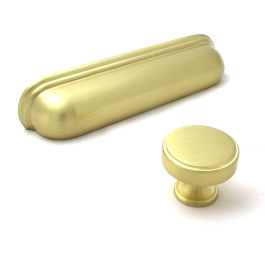 Calgary Brushed Satin Brass Cabinet Knob - 35mm