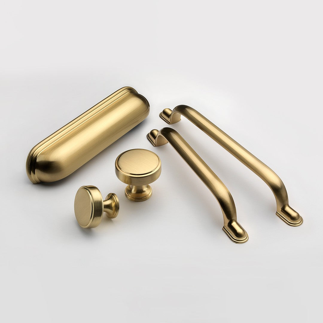 The Crofts & Assinder Calgary Cabinet Handle Collection In Brushed Satin Brass