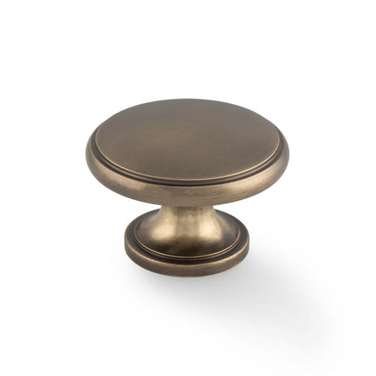 Cambridge Antique Brass Round Cabinet Knob - 38mm