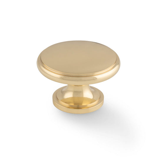 Cambridge Polished Brass Round Cupboard Knob - 38mm