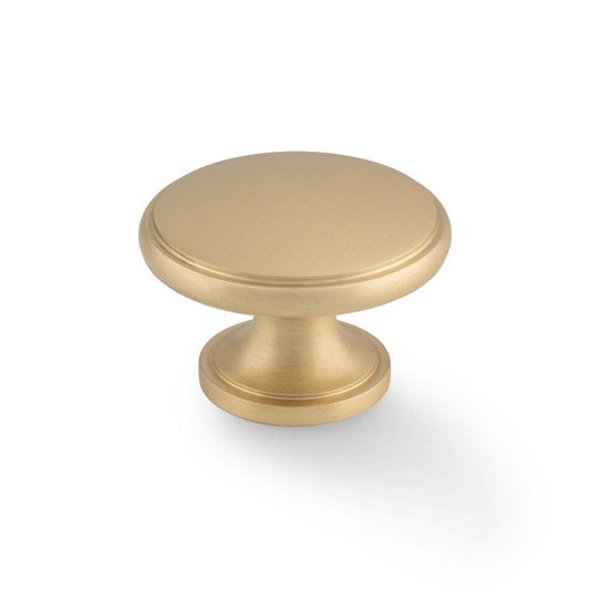 Cambridge Satin Brass Round Cupboard Knob - 38mm