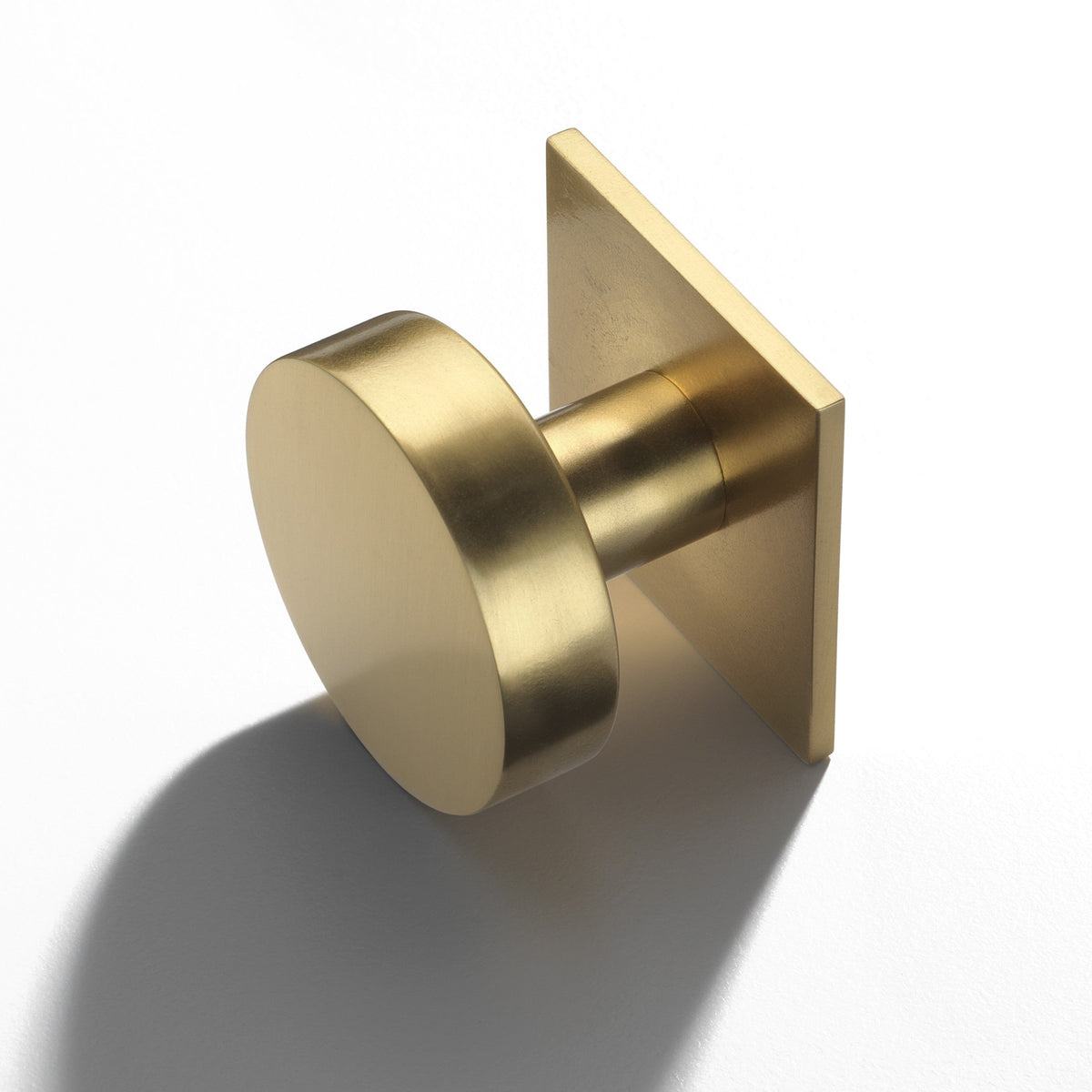 Cambridge brushed satin brass cabinet knob on backplate