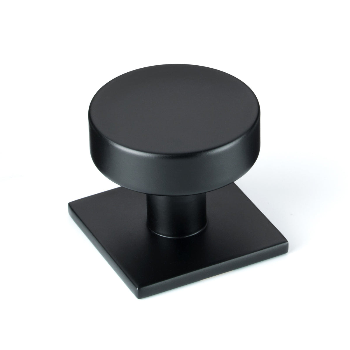 Cambridge Solid Brass Cabinet Knob on Backplate in Matt Black Finish
