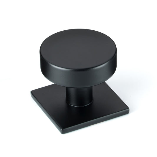 Cambridge Solid Brass Cabinet Knob on Backplate in Matt Black Finish