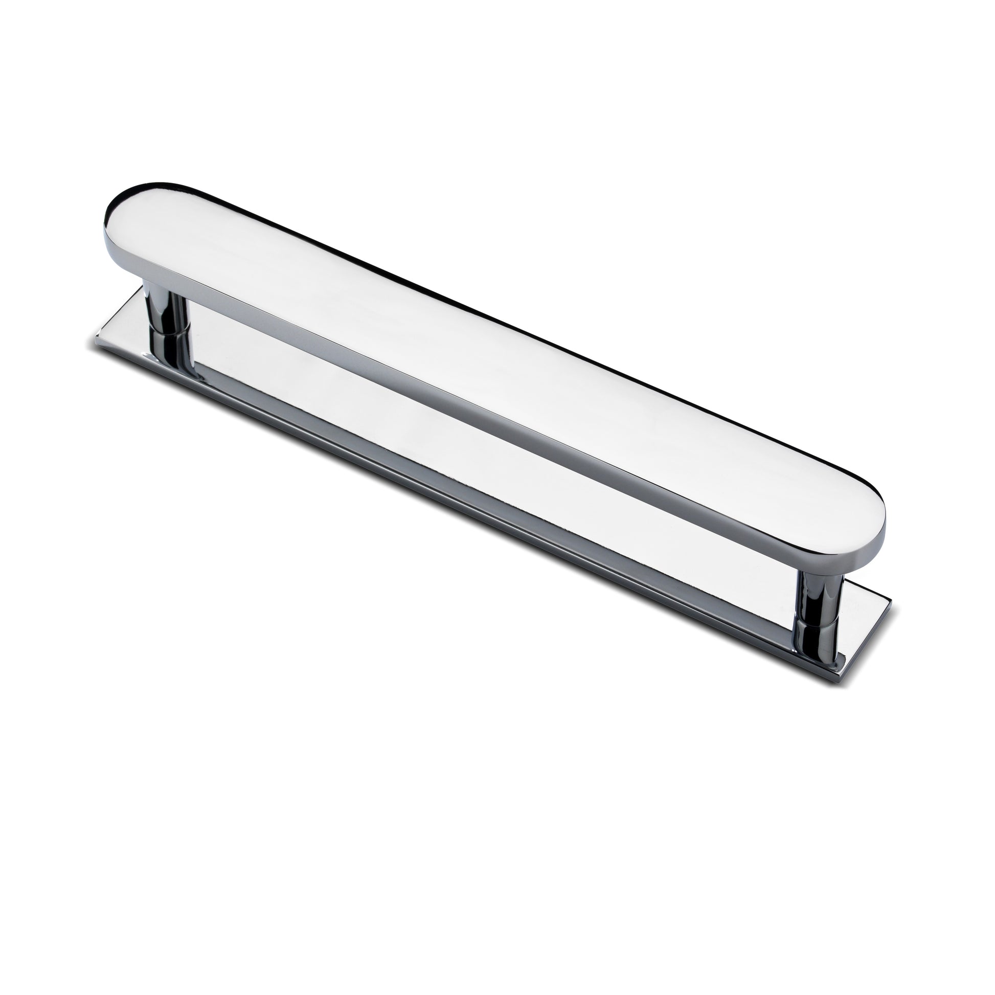 Cambridge Solid Brass Cabinet Bar Handle on Backplate in Polished Chrome Finish