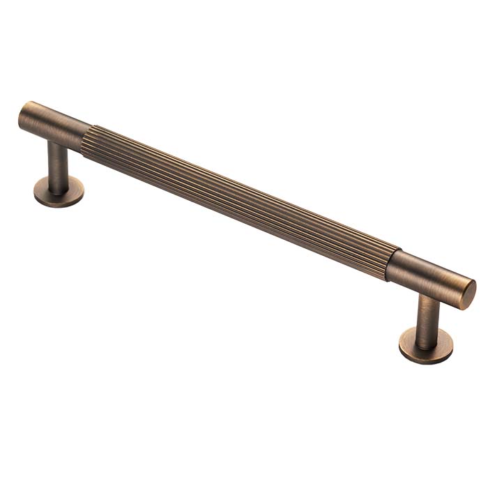 Lines Antique Brass Reeded T Bar Cabinet Handles