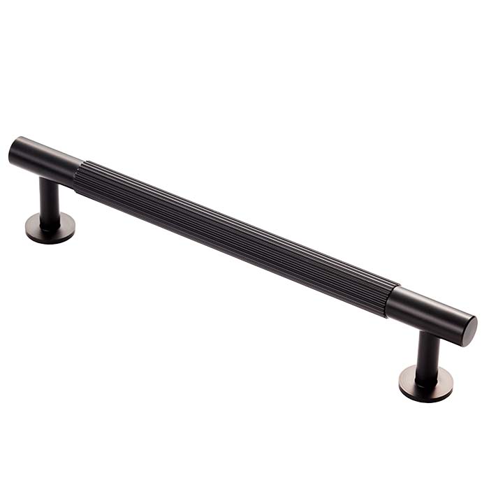Lines Matt Black Reeded T Bar Cabinet Handles