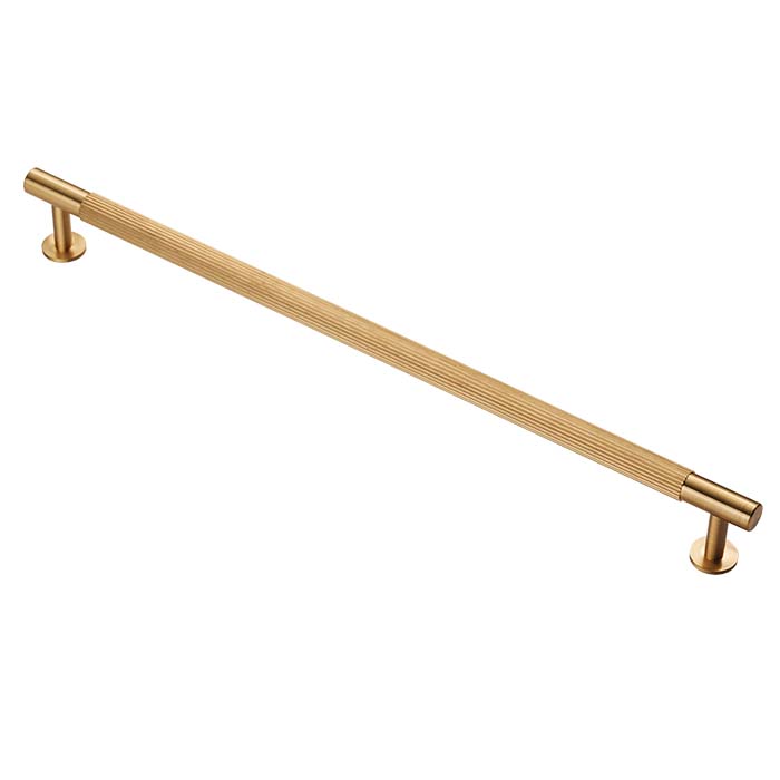 Lines Satin Brass Reeded T Bar Cabinet Handles