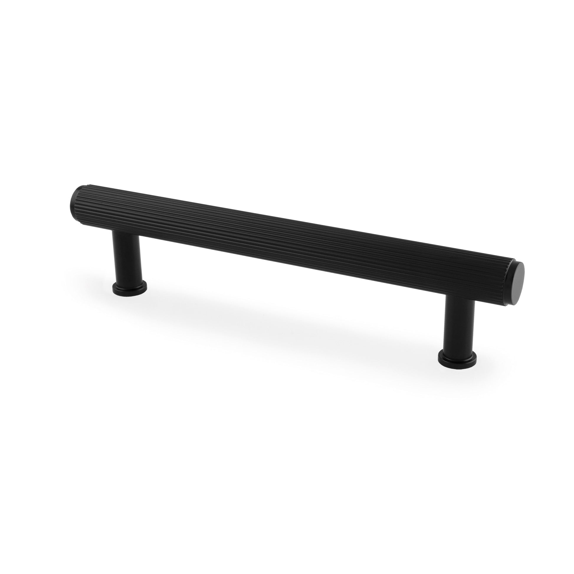 Crispin 128mm Matt Black Reeded T Bar Cabinet Pull Handles