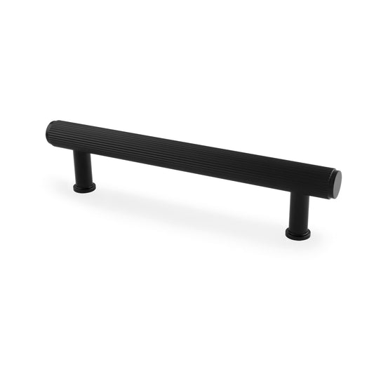 Crispin 128mm Matt Black Reeded T Bar Cabinet Pull Handles