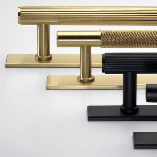 Crofts & Assinder Cabinet Handle Backplate Range In Brushed Brass And Matt Black
