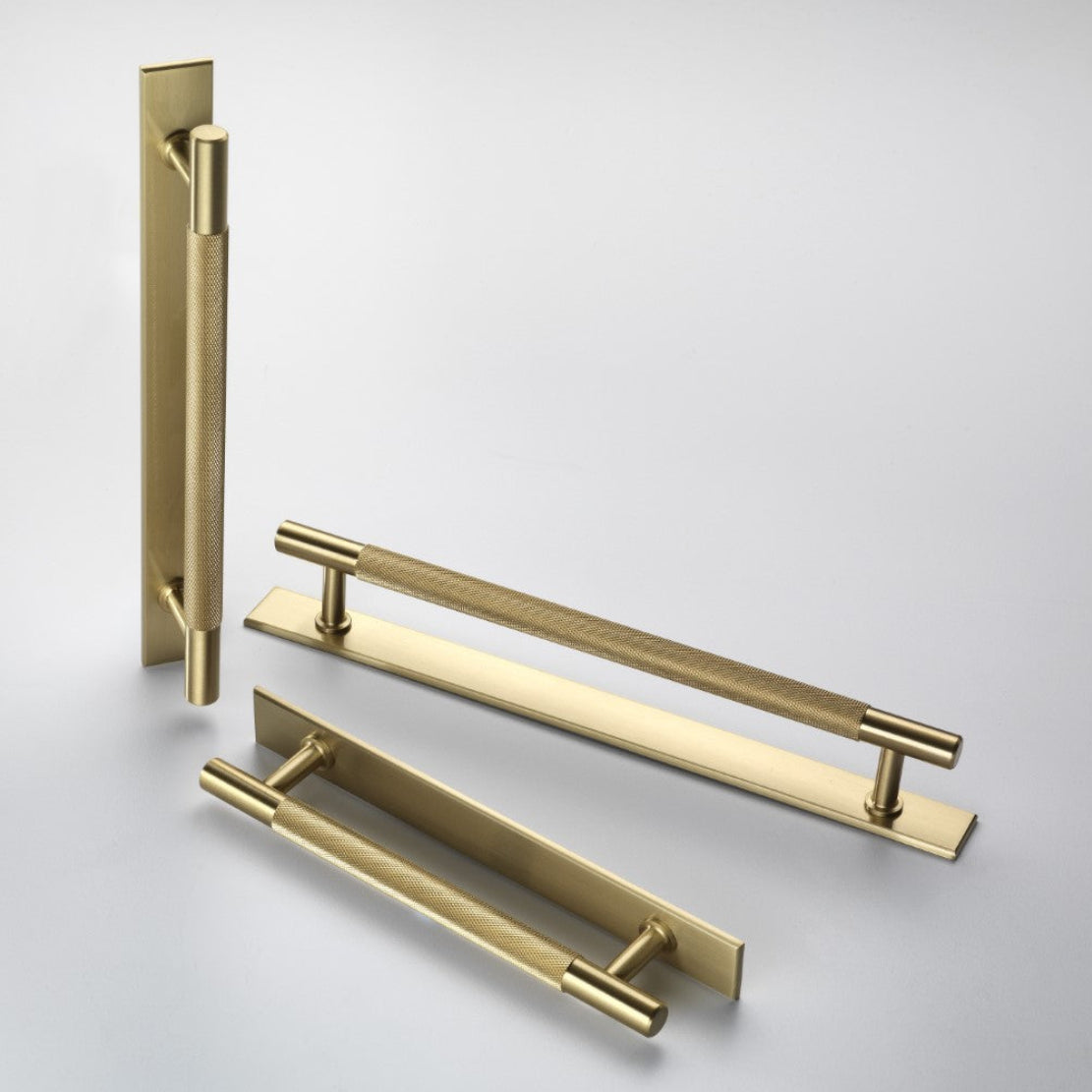 Crofts & Assinder Cabinet Bar Handle Backplates In Brushed Satin Brass