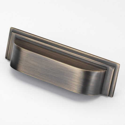 Keswick Antique Brass Rectangular Cabinet Cup Handles - 96mm Centres
