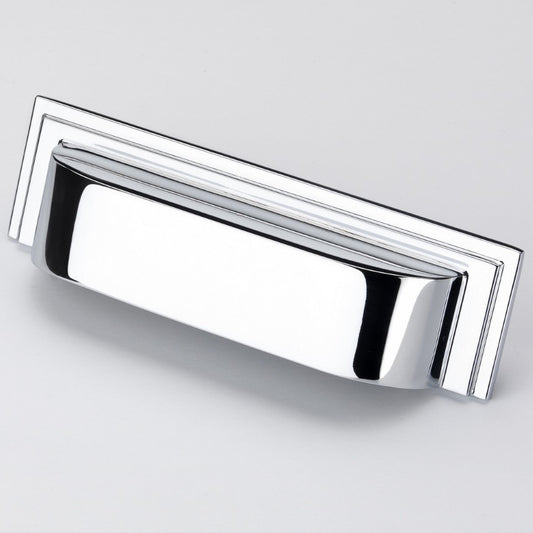 Keswick Polished Chrome Rectangular Cabinet Cup Handle - 96mm Centres