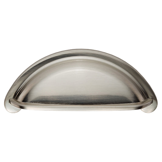 Fingertip Design Cottage Cup Handles In Satin Nickel With 76mm Hole Centres