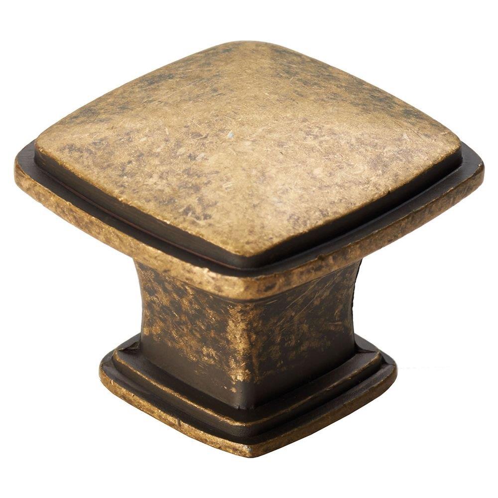 Arcadian Antique Brass Square Cabinet Knob - 30mm