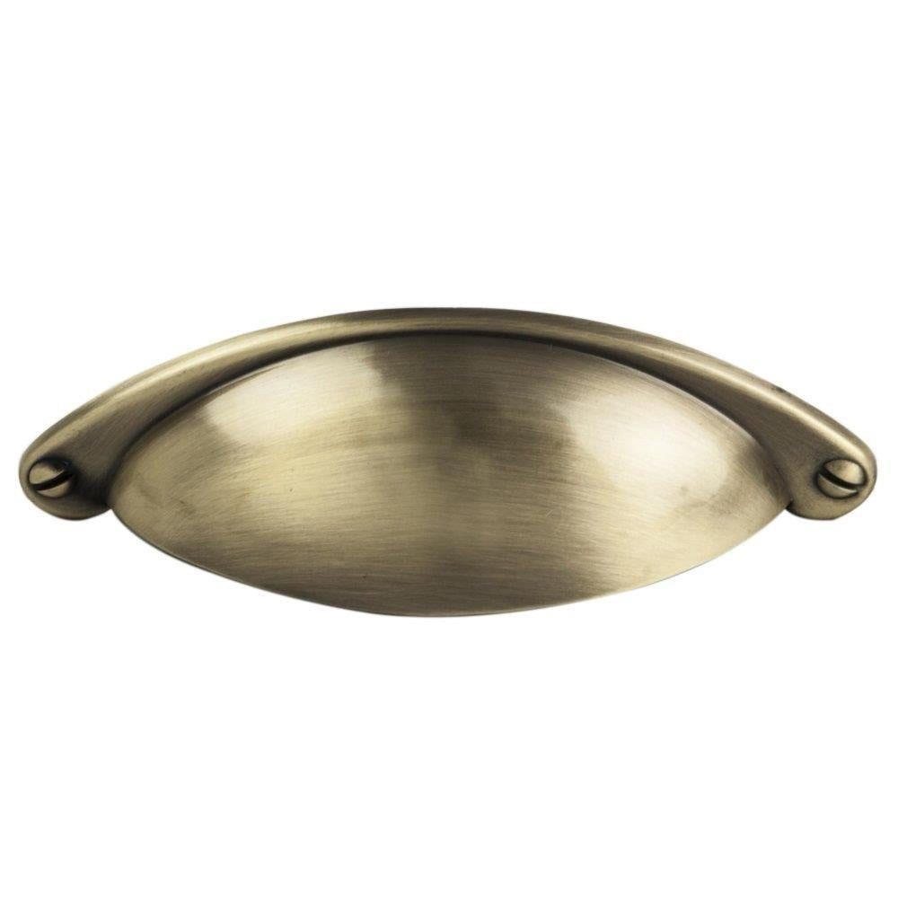 Pattern Cup Handle in Antique Burnished Brass - 64mm Centres